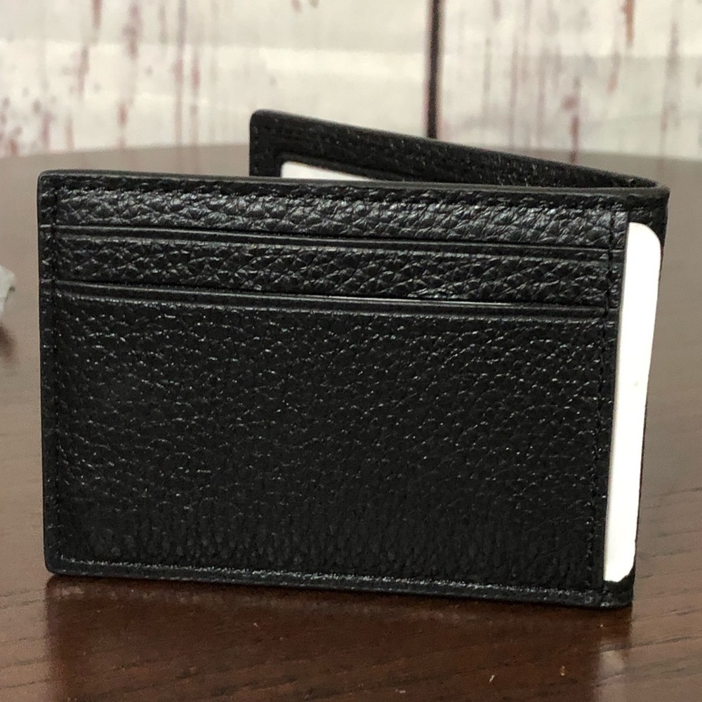 Coach Black Pebbled Leather Men's Compact Bi Fold Wallet - Picture 5 of 7